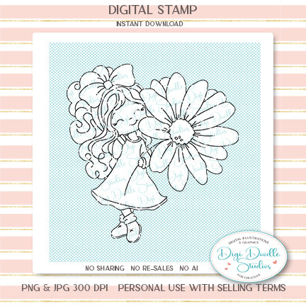 Kisha Sunflower Girl Digi Stamp
