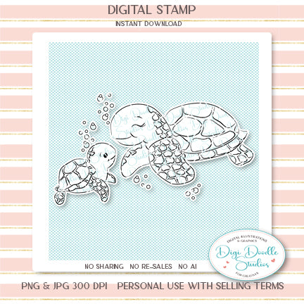 Koopa and Troopa Sea Turtles Digi Stamp
