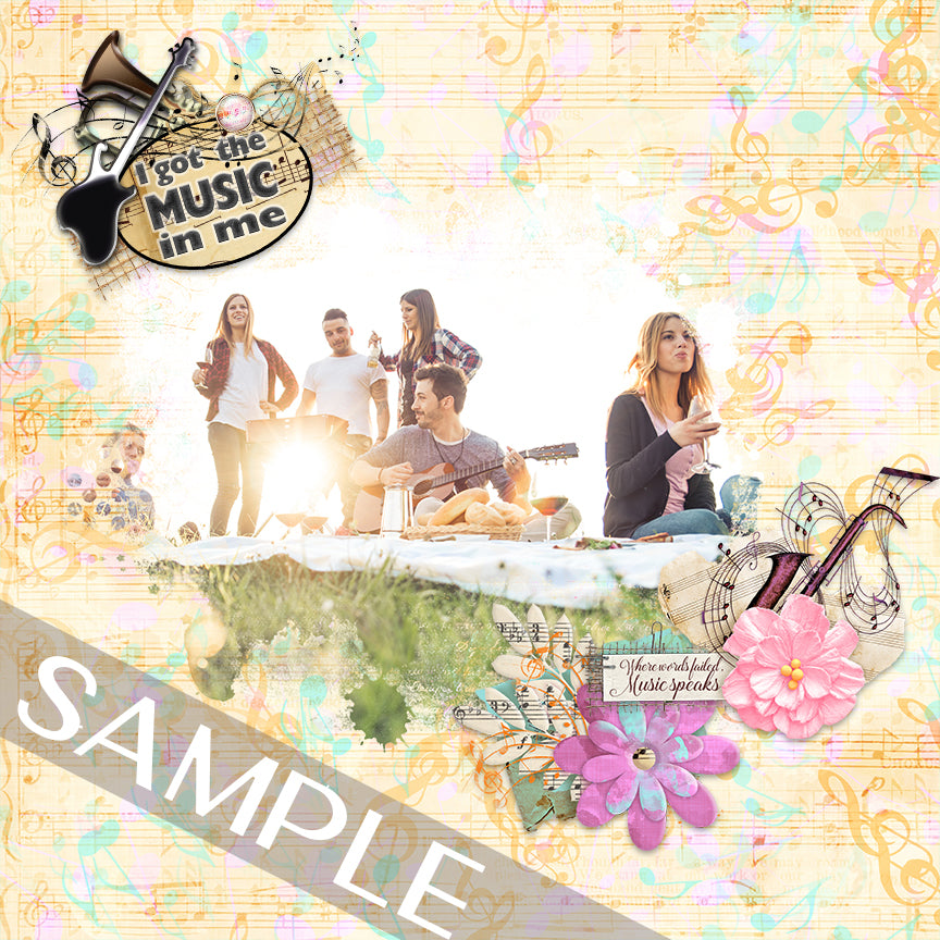 Music in the Park Digital 12 x 12 Pattern & Linen Paper collection