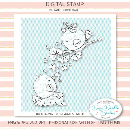 Little Love Birds Digi Stamp