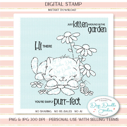 Lolly Daisy Kitten Digi Stamp