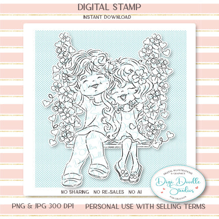 Lover's Swing Valentine Digi Stamp