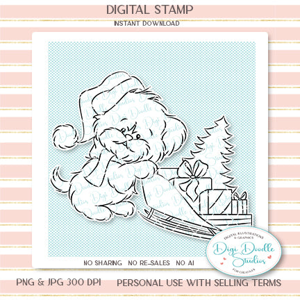 Maddie's Christmas Sled Digi Stamp