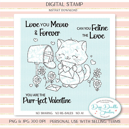 Maisy Valentine Kitty Digi Stamp