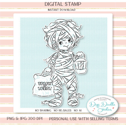 Manny Mummy Halloween Digi Stamp