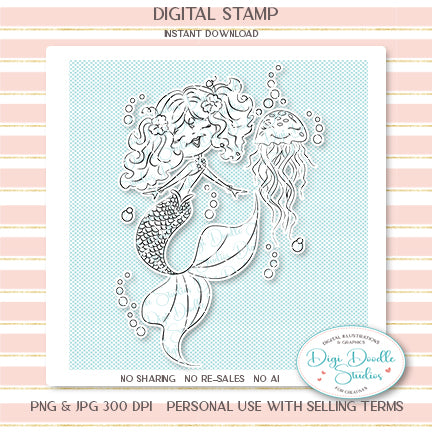 Mishell Mermaid Digi Stamp