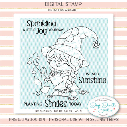 Miss Smuggles Garden Gnome Digi Stamp