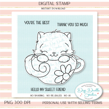 Mochi Kitty Mug Digi Stamp
