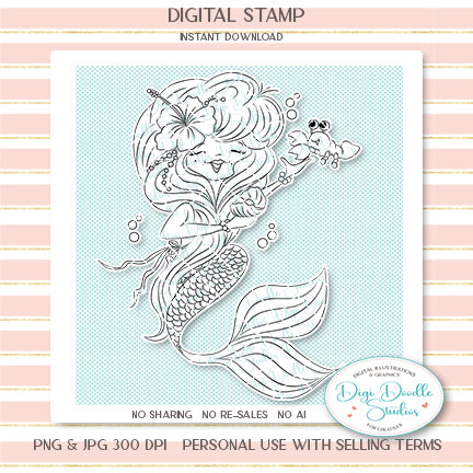 Nixie Mermaid Digi Stamp