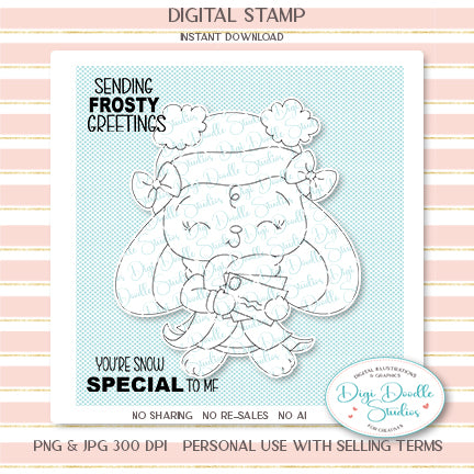 Noel Nibbles Bunny Letters Digi Stamp