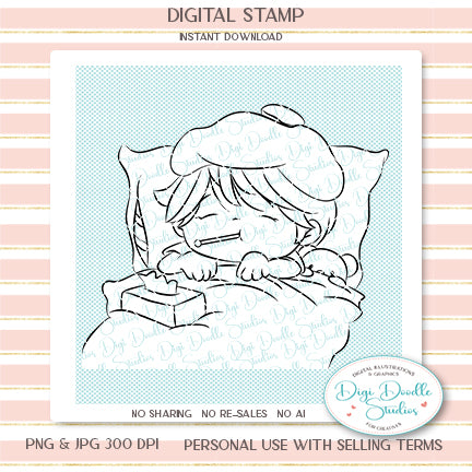 Oliver is Under the Weather Digi Stamp