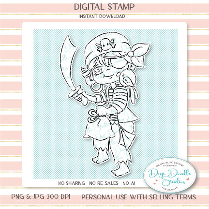 Pauly Pirate Digi Stamp