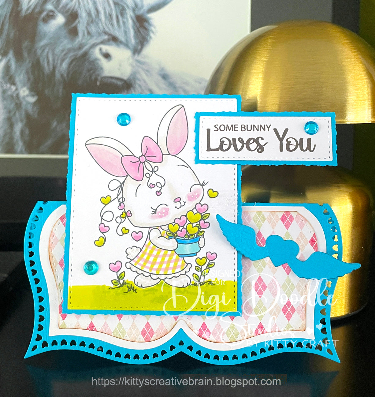 Peaches Valentine Bunny Digi Stamp