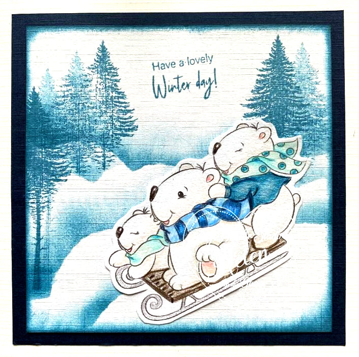 Beary Fun Sleigh Ride Digi Stamp