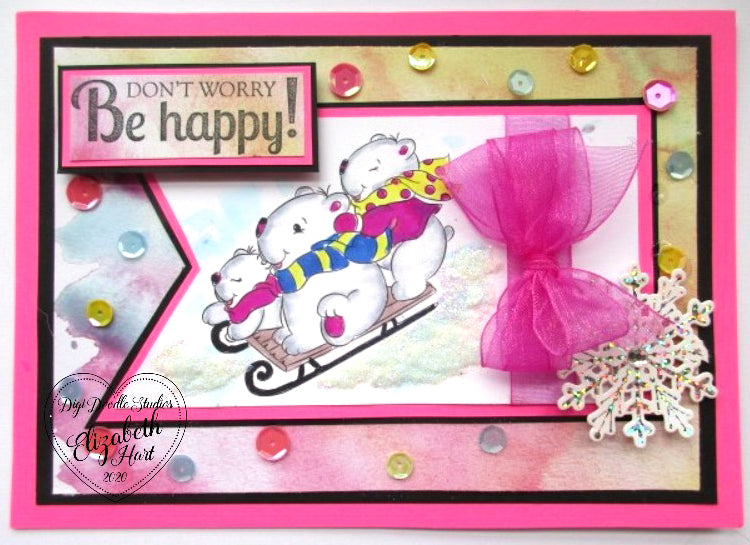 Beary Fun Sleigh Ride Digi Stamp