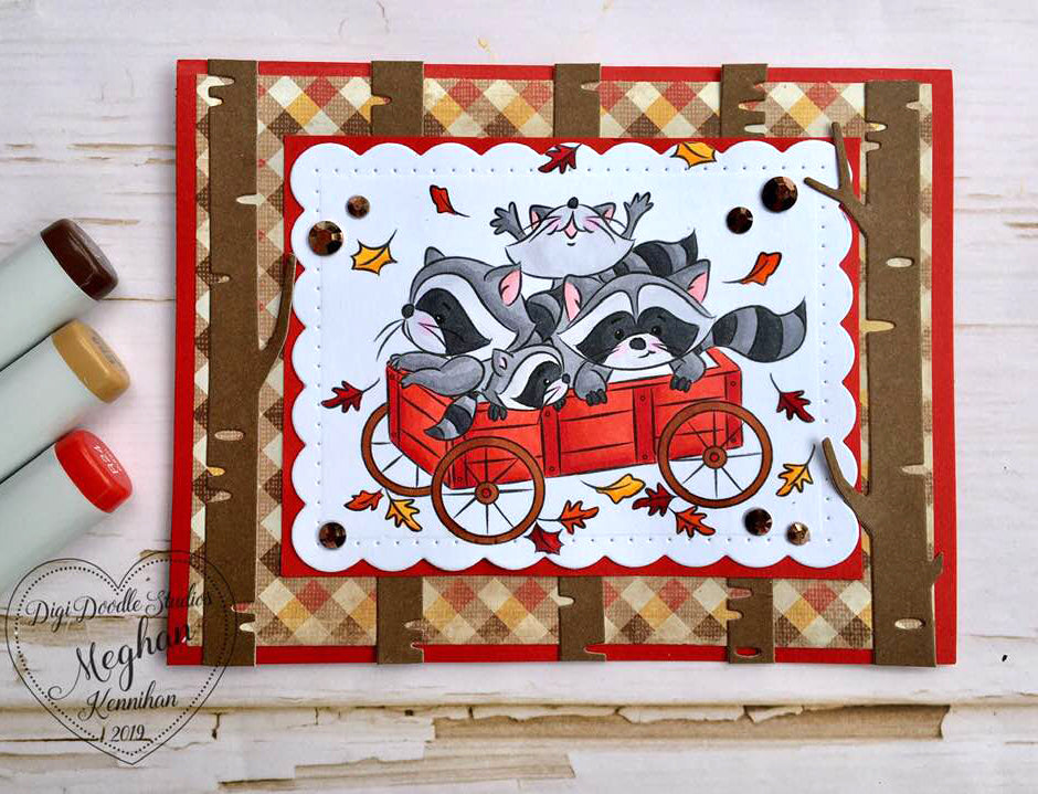 Raccoon Hayride Digi Stamp