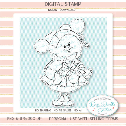Rosie Tinsel Berry Snowman Digi Stamp