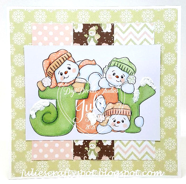 Sparkle Glitter & Joy Snowmen Digi Stamp