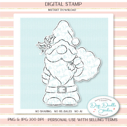 Santa Gnome Digi Stamp