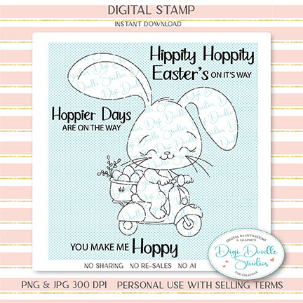 Scottie Scooter Bunny Digi Stamp Set