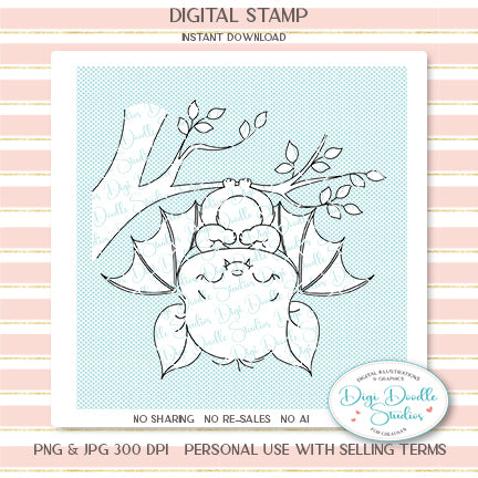Sleeping Bat Digi Stamp
