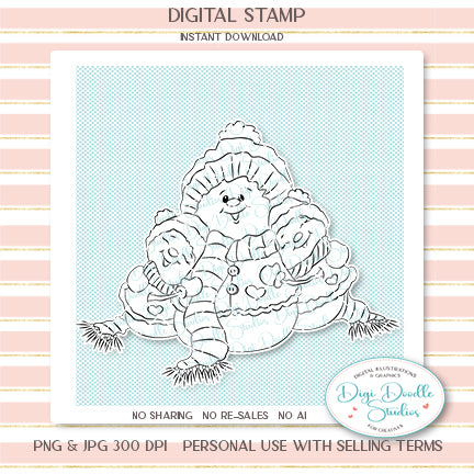 Snowman Hugs Digi Stamp