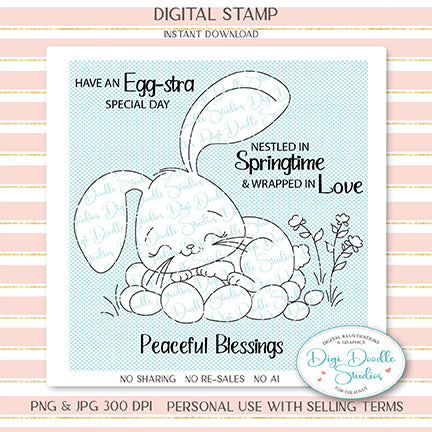 Snuggles Easter Bunny Digi Stamp Set
