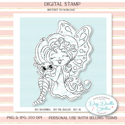 Sorrel Merry Thistle Fairy Digi Stamp
