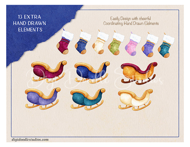 Furry & Bright Whimsical Winter Holiday Critters & Seasonal Florals