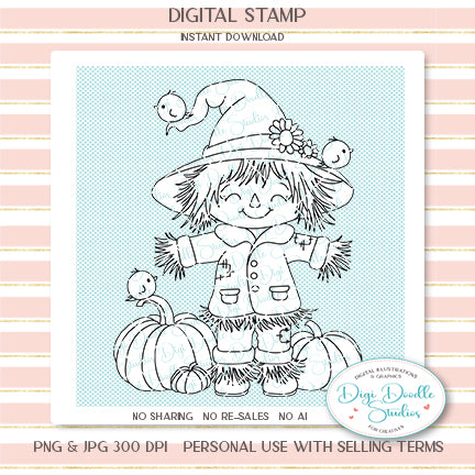 Strawbert Scarecrow Digi Stamp