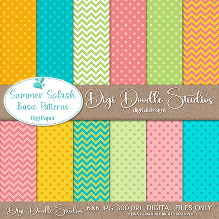 Digi Doodles Summer Splash  Basics 6x6 Digi Background Paper