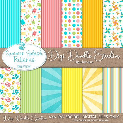 Digi Doodles Summer Splash 6x6 Pattern Digi Background Paper