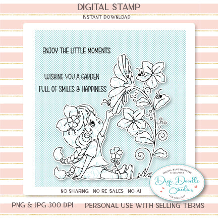 Sunny Bea Garden Girl Digi Stamp