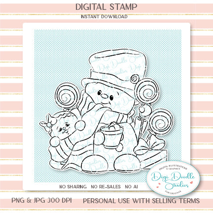 Sweet Freddie Frost Snowman Digi Stamp