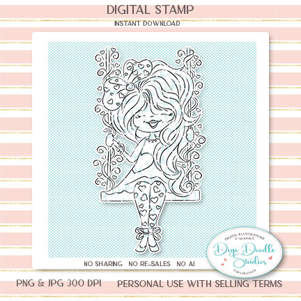 Swinging Hearts Digi Stamp