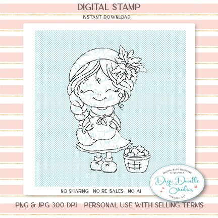 Tessie Apple Blossom Girl Digi Stamp