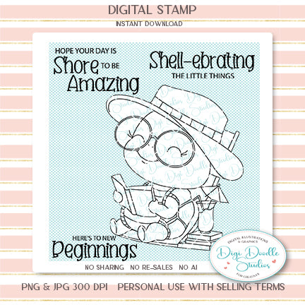 Toby Turtle Tides Digi Stamp