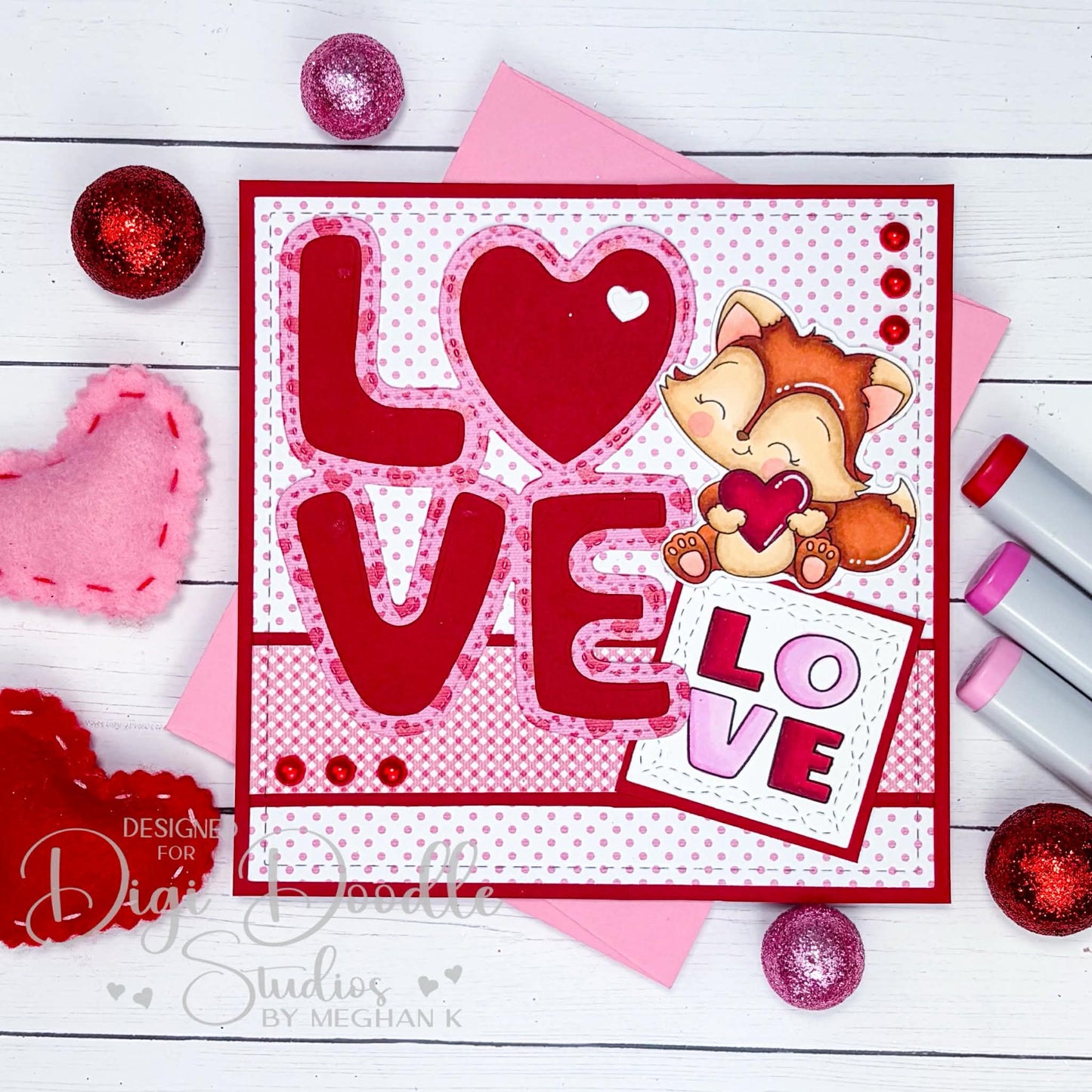 Little Pip Valentine Fox Digi Stamp