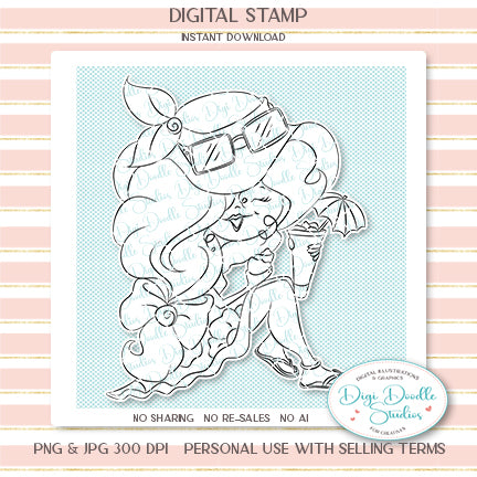 Vivienne Beach Girl Digi Stamp