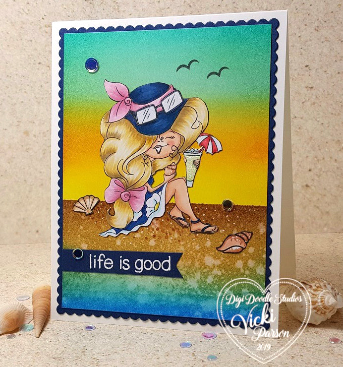 Vivienne Beach Girl Digi Stamp