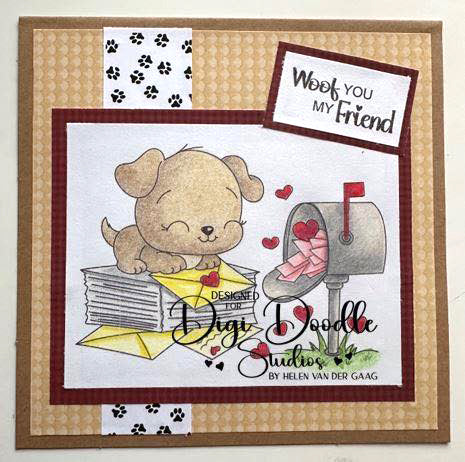 Waffles Valentine Pup Digi Stamp