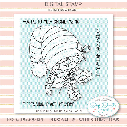 Willowbraid Girl Gnome Digi Stamp