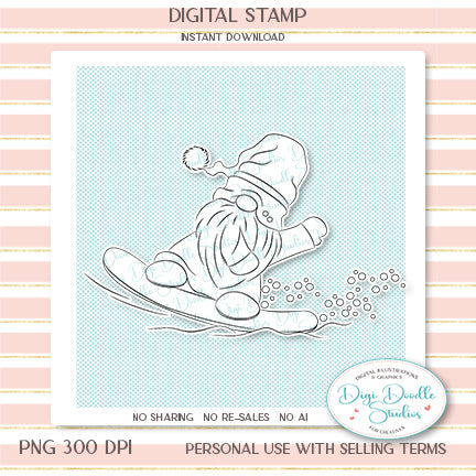 Wrolin Snowboarding Gnome Digi Stamp
