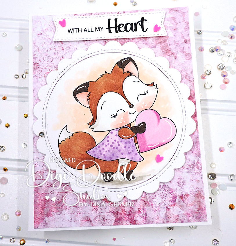 Felicity Valentine Fox Digi Stamp