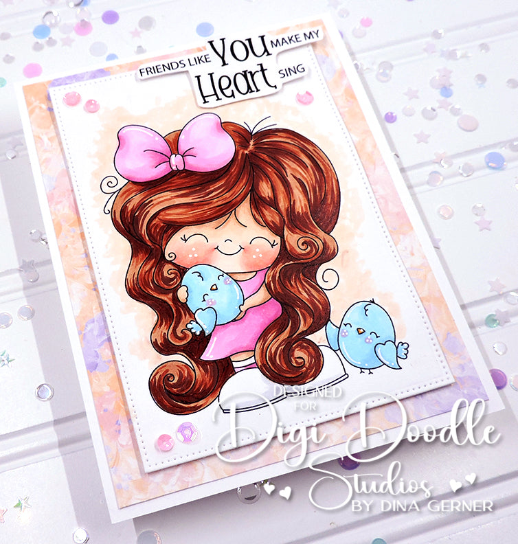 Birdie Bloom Digi Stamp