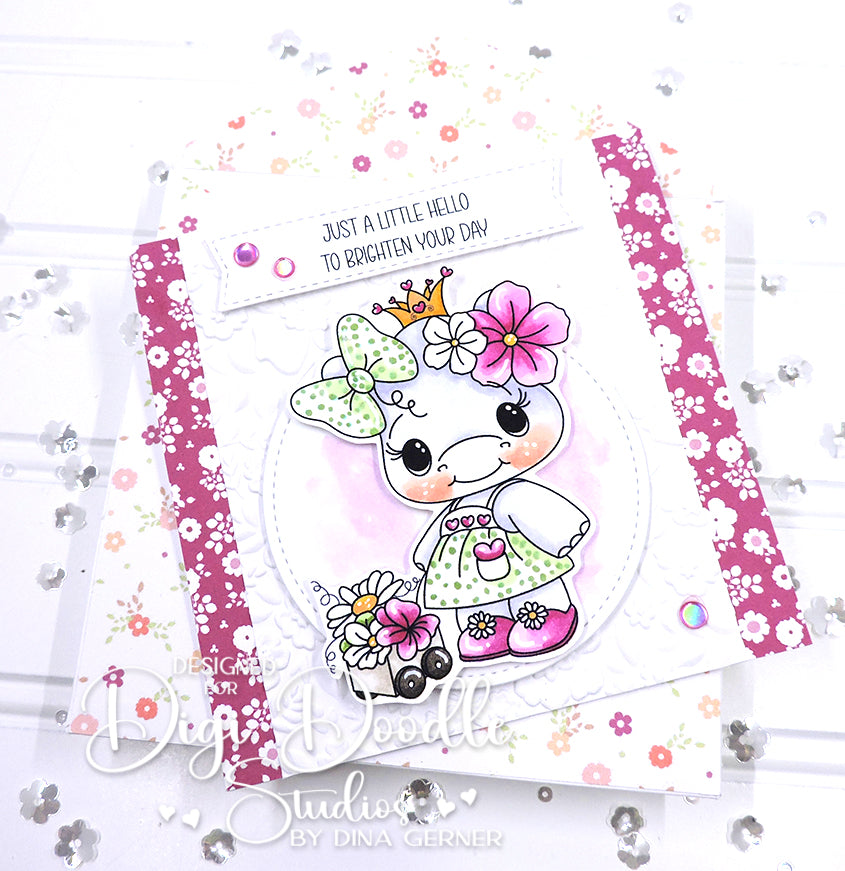 Buttercup Hippo Wagon Digi Stamp