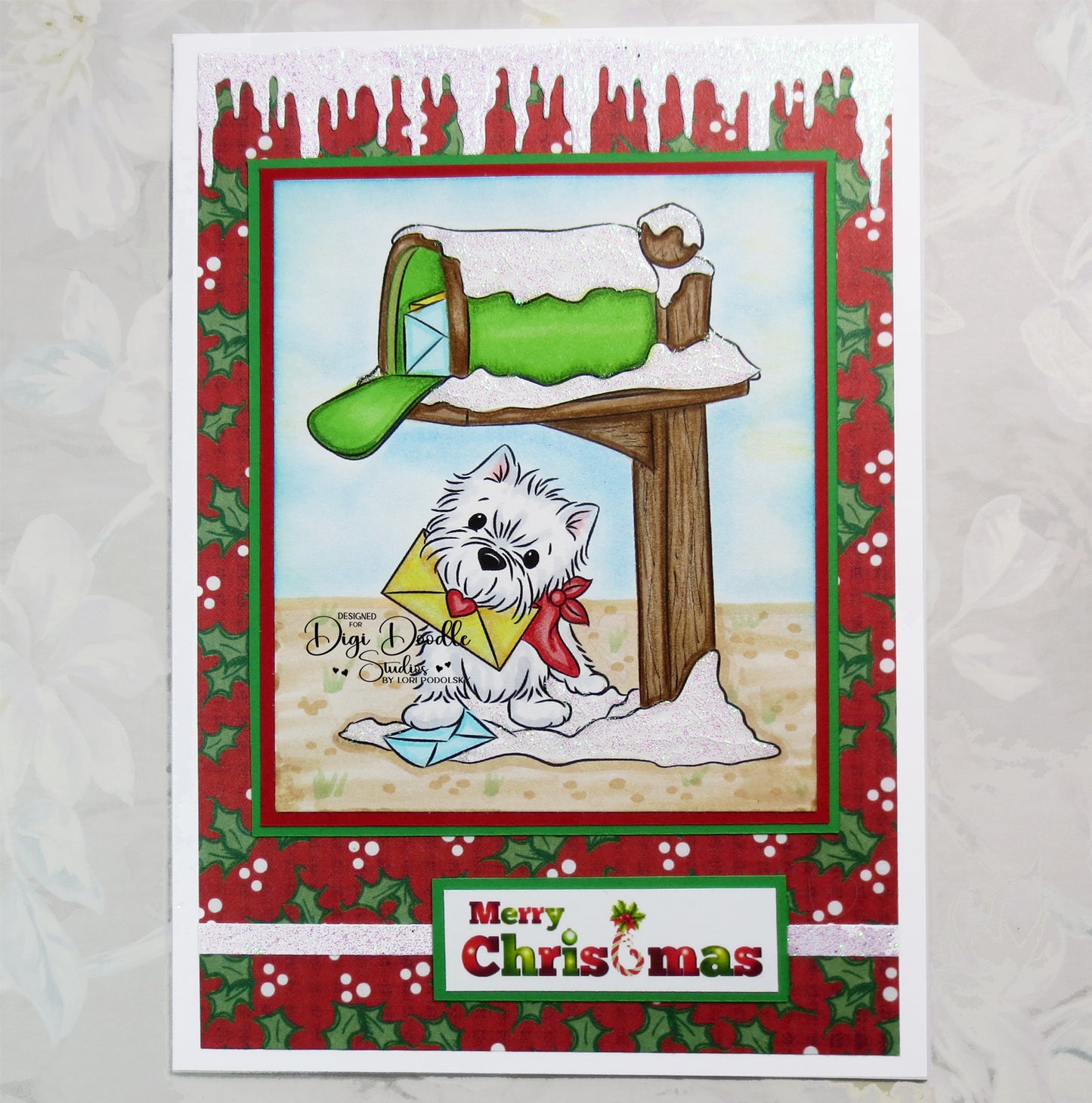 Westie Wooki Winter Pup Digi Stamp