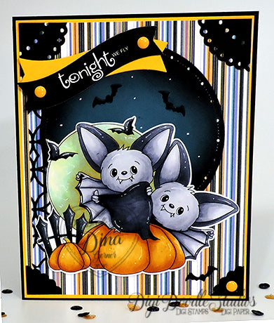 Batty Bats Halloween Digi Stamp