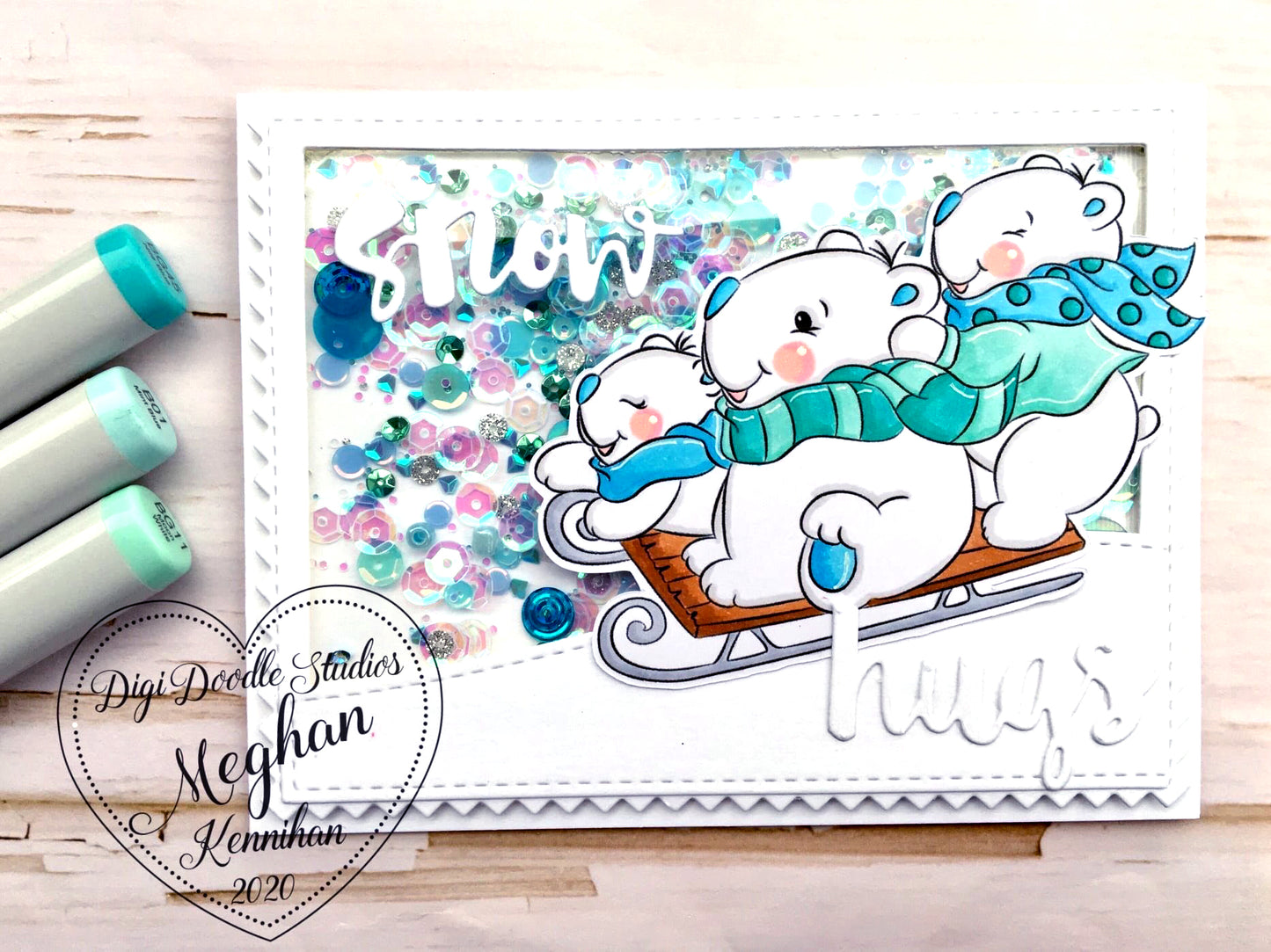 Beary Fun Sleigh Ride Digi Stamp