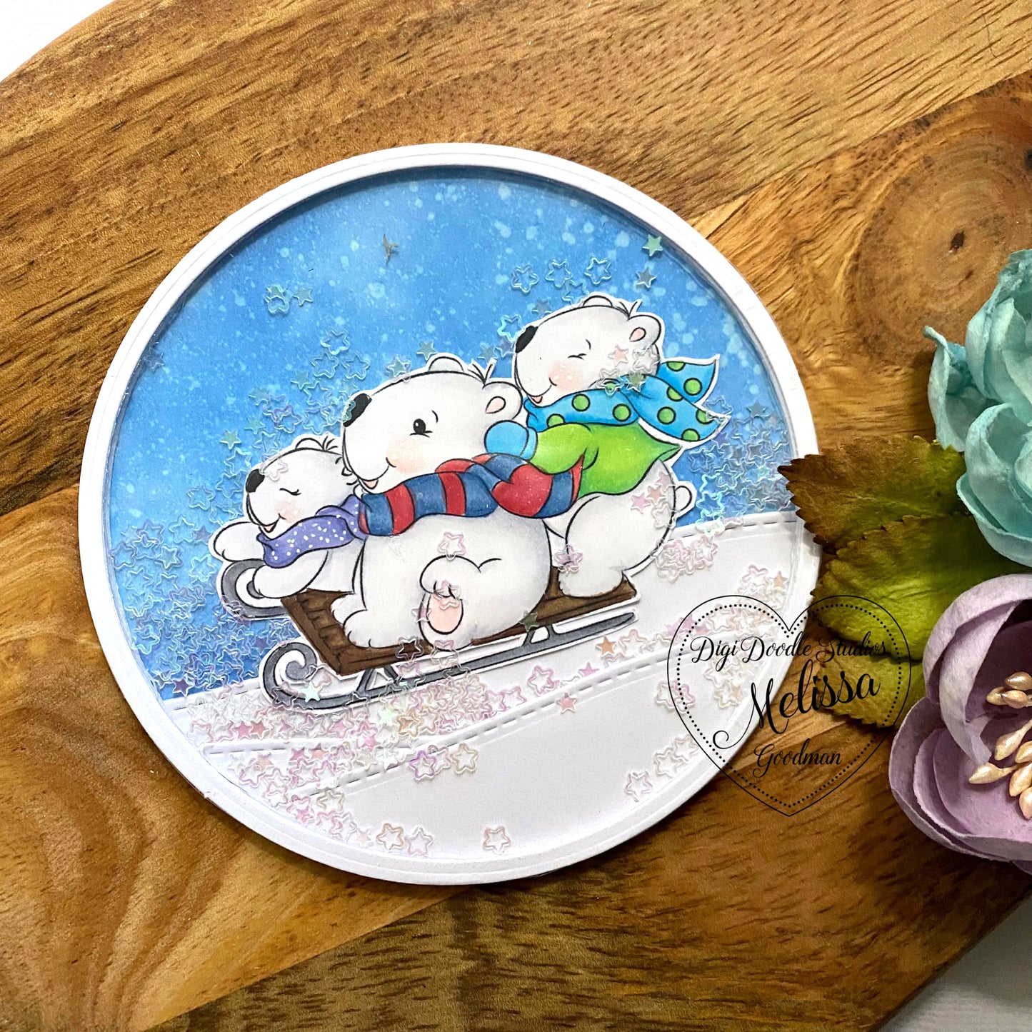 Beary Fun Sleigh Ride Digi Stamp